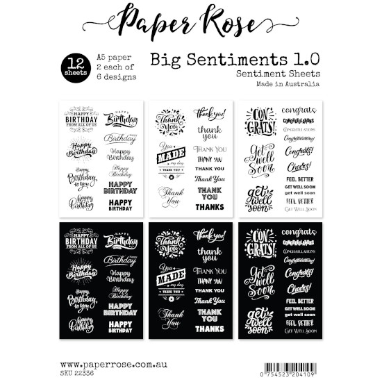 Paper Rose Big Sentiments 1.0  A5 Paper Pack